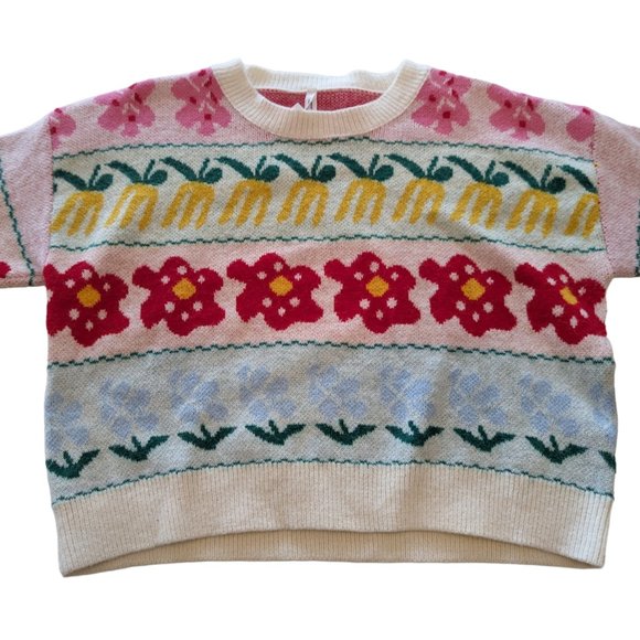Dreamers by Debut Cropped Style Multi Colour Patterned Sweater - Picture 5 of 13